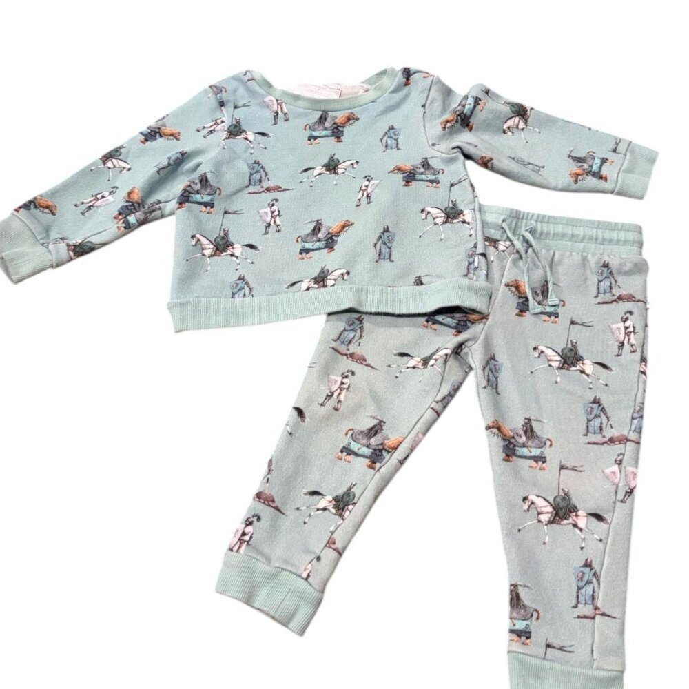 Posh Peanut 2T Blue Wallace Long Sleeve Sweatshirt & Jogger Set